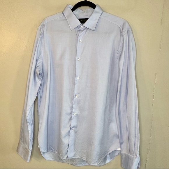 Massimo Dutti Slim Fit Sky Blue Cotton Shirt Sz17 - Picture 2 of 8